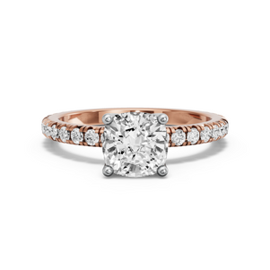 Image for Cushion Tulip Basket Ring with French Pave band