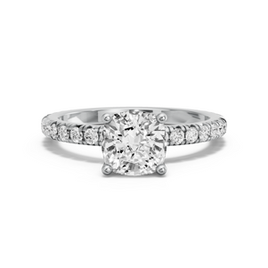 Image for Cushion Tulip Basket Ring with French Pave band