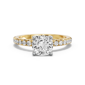 Image for Cushion Tulip Basket Ring with French Pave band