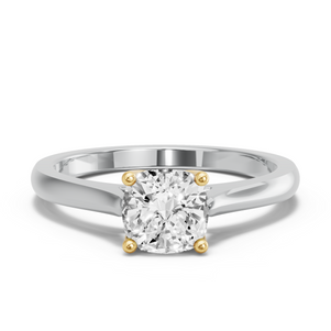Image for Square Cushion Tulip Basket Ring with Knife Edge Cathedral band
