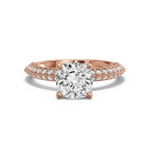 Image for Cushion Tulip Basket Ring with Knife Edge Pave band