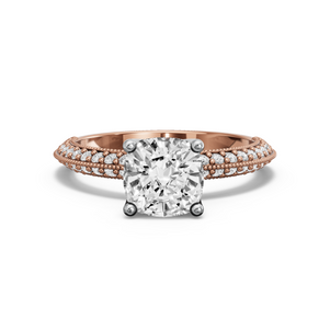 Image for Cushion Tulip Basket Ring with Knife Edge Pave band