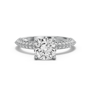 Image for Cushion Tulip Basket Ring with Knife Edge Pave band