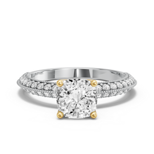 Image for Cushion Tulip Basket Ring with Knife Edge Pave band