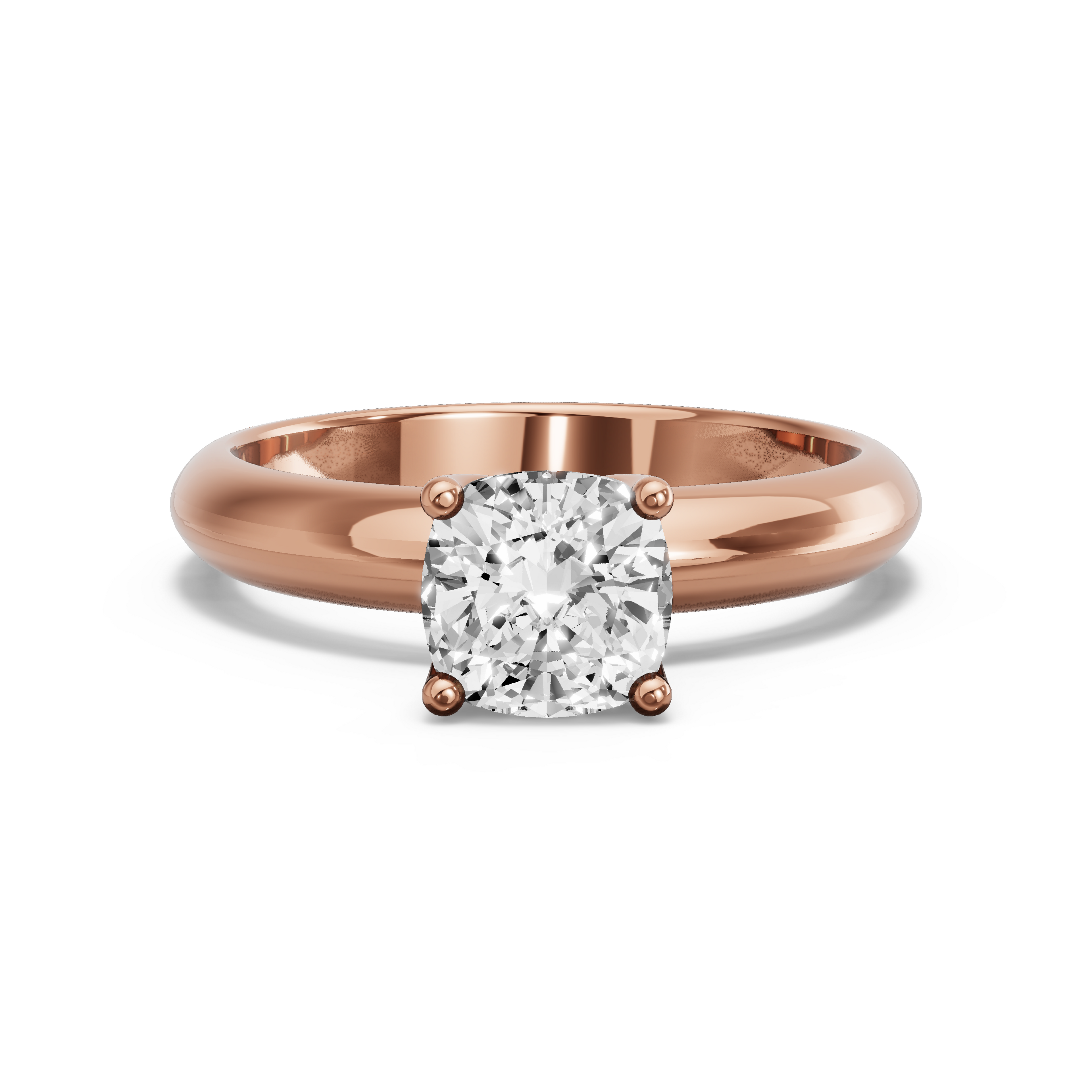 Image for Square Cushion Tulip Basket Ring with Knife Edge Solitaire band in 14K Rose Gold