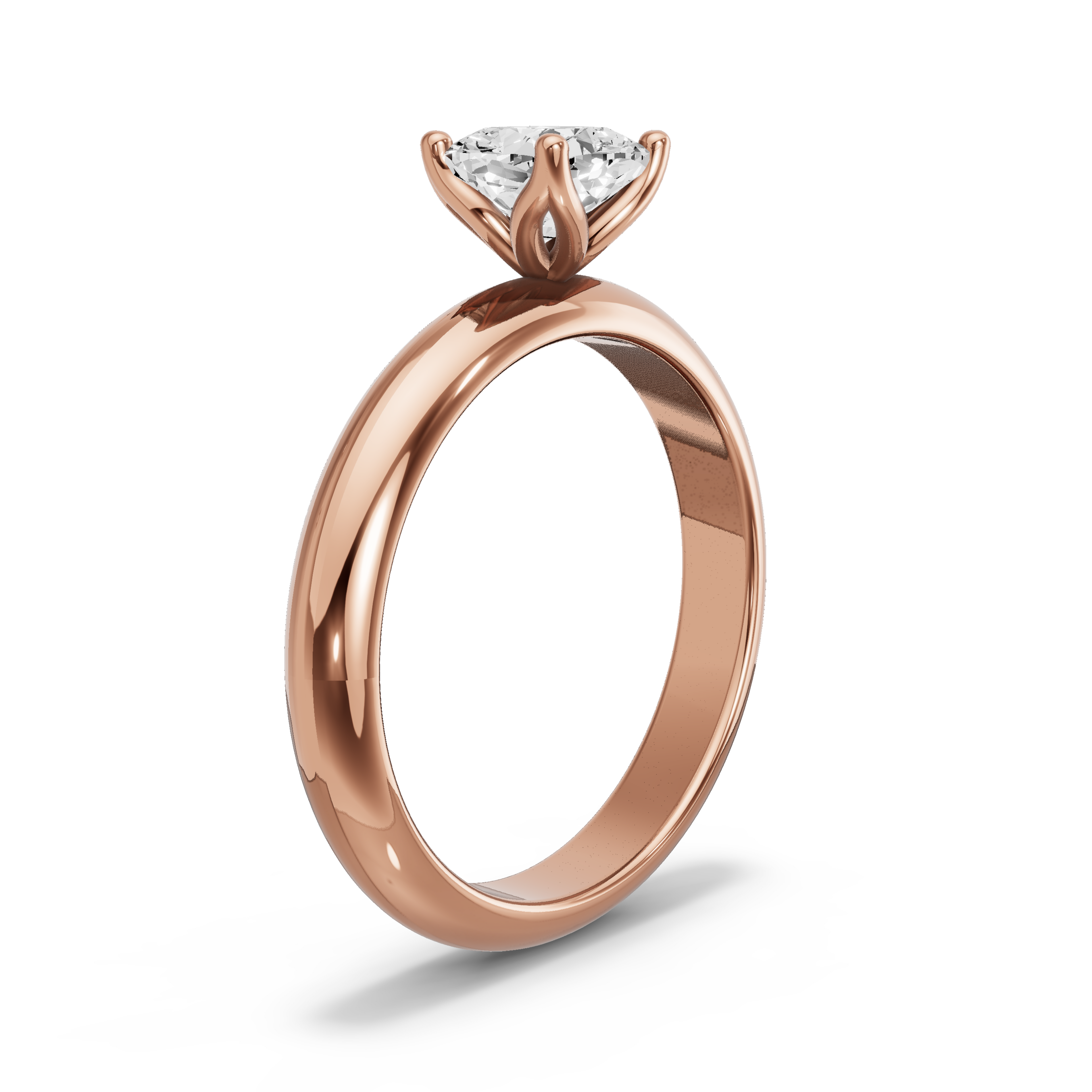 Image for Square Cushion Tulip Basket Ring with Knife Edge Solitaire band in 14K Rose Gold