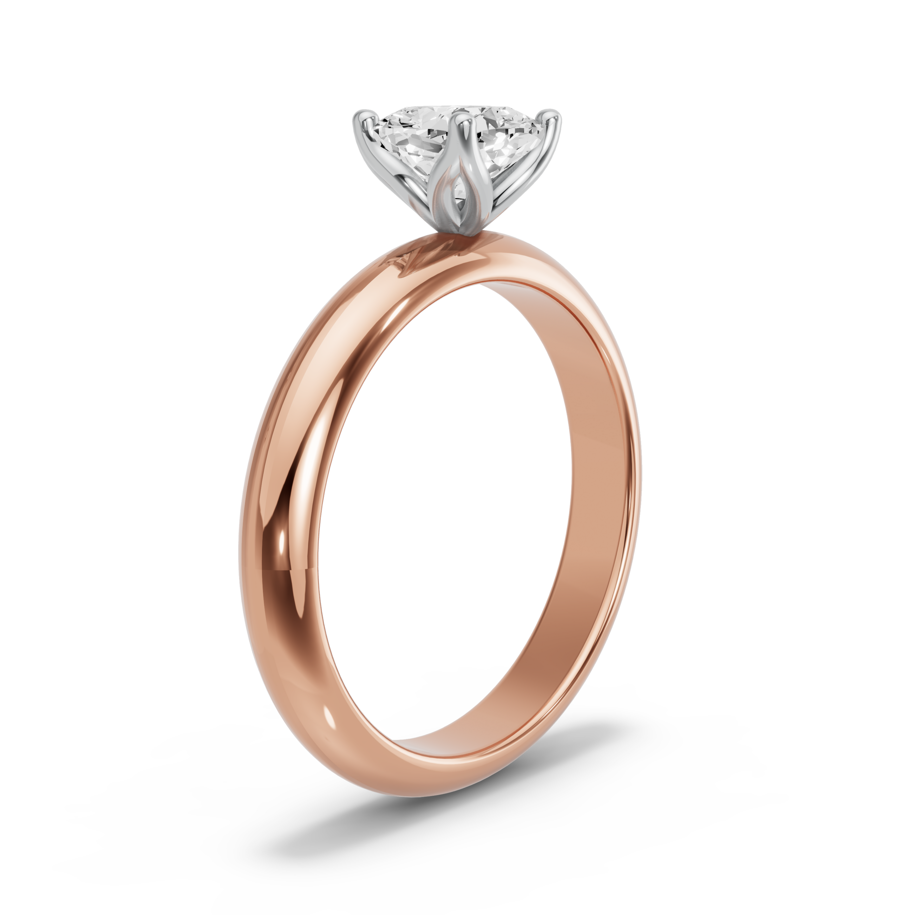 Image for Square Cushion Tulip Basket Ring with Knife Edge Solitaire band in 18K Two Tone Rose Gold