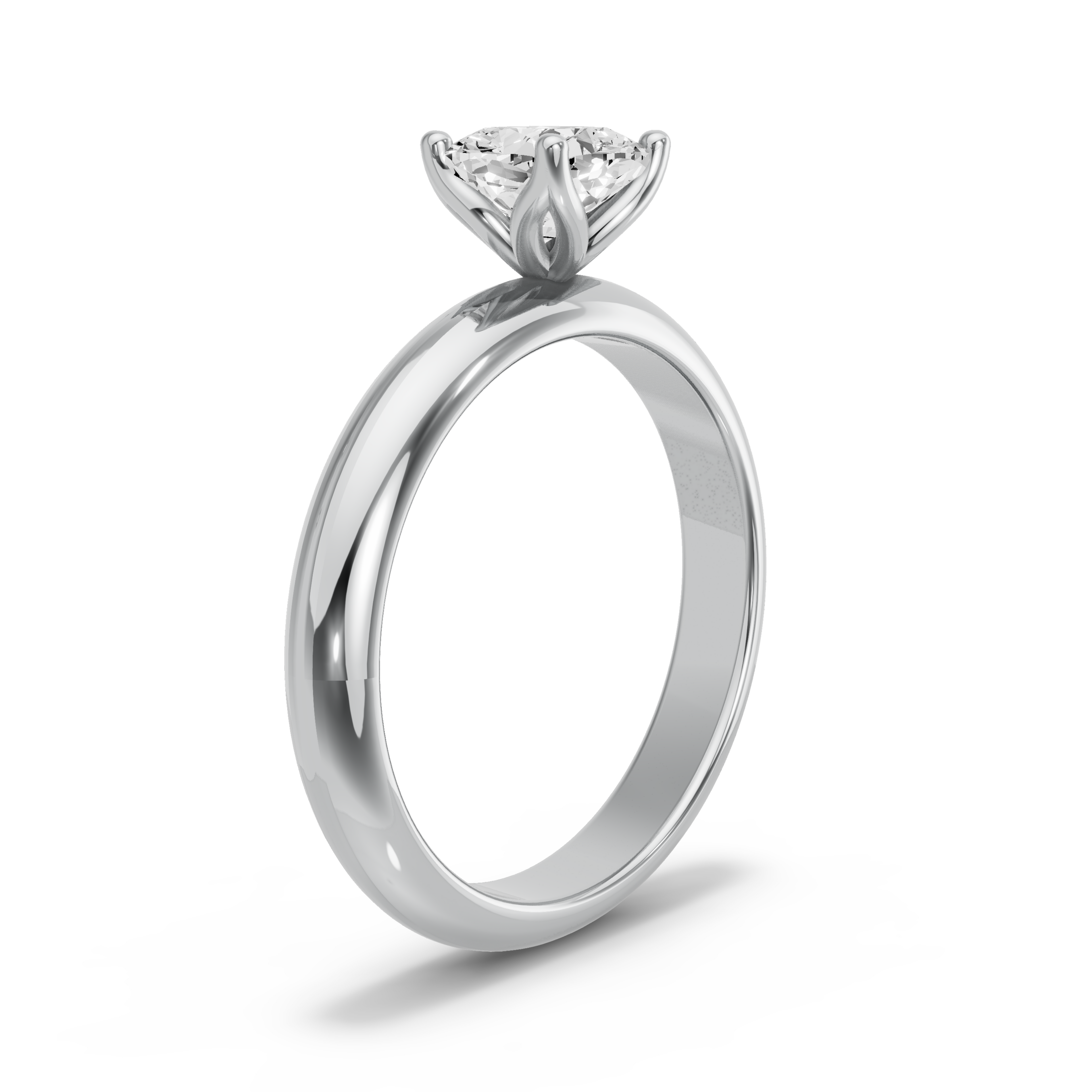 Image for Square Cushion Tulip Basket Ring with Knife Edge Solitaire band in 14K White Gold