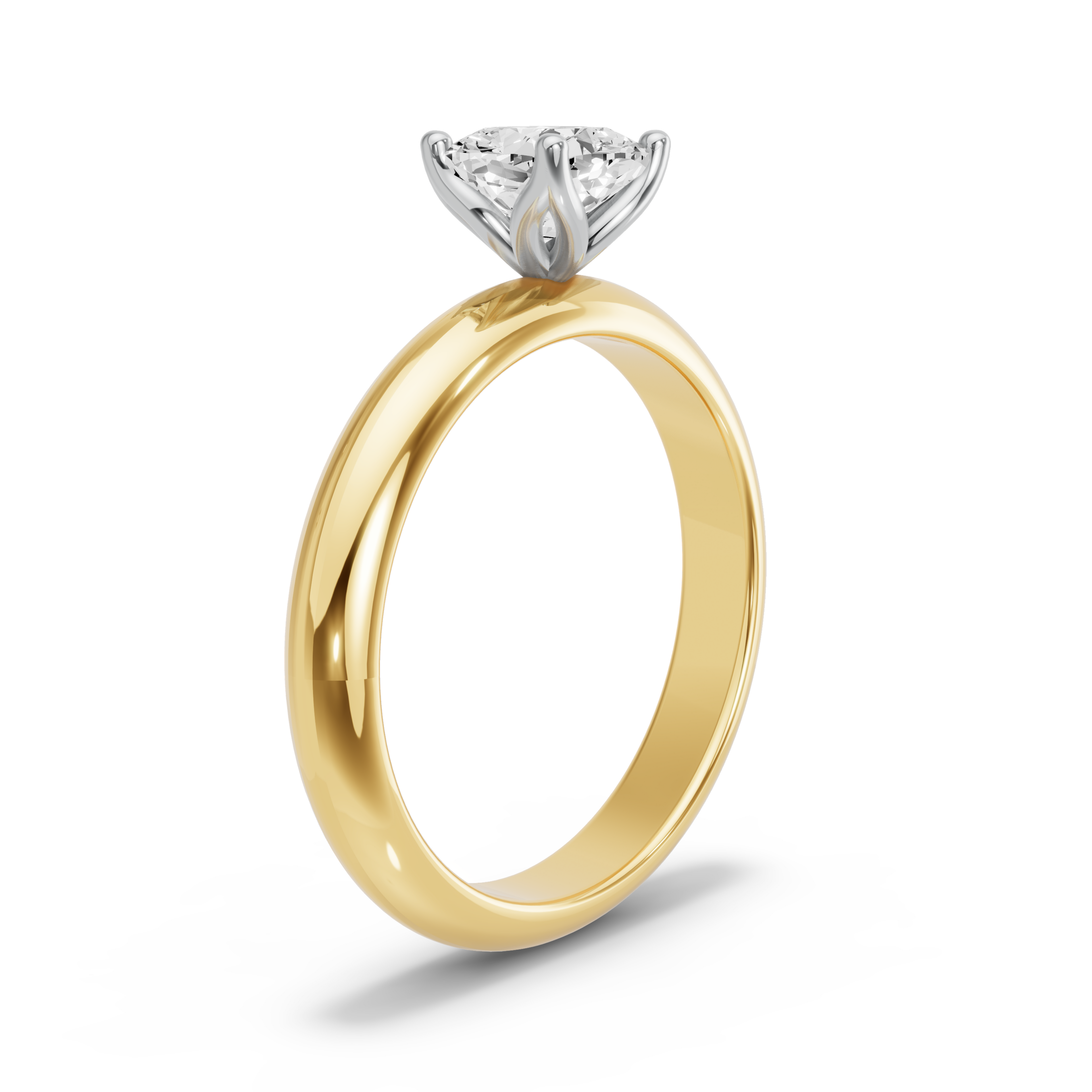 Image for Square Cushion Tulip Basket Ring with Knife Edge Solitaire band in 18K Two Tone Yellow Gold