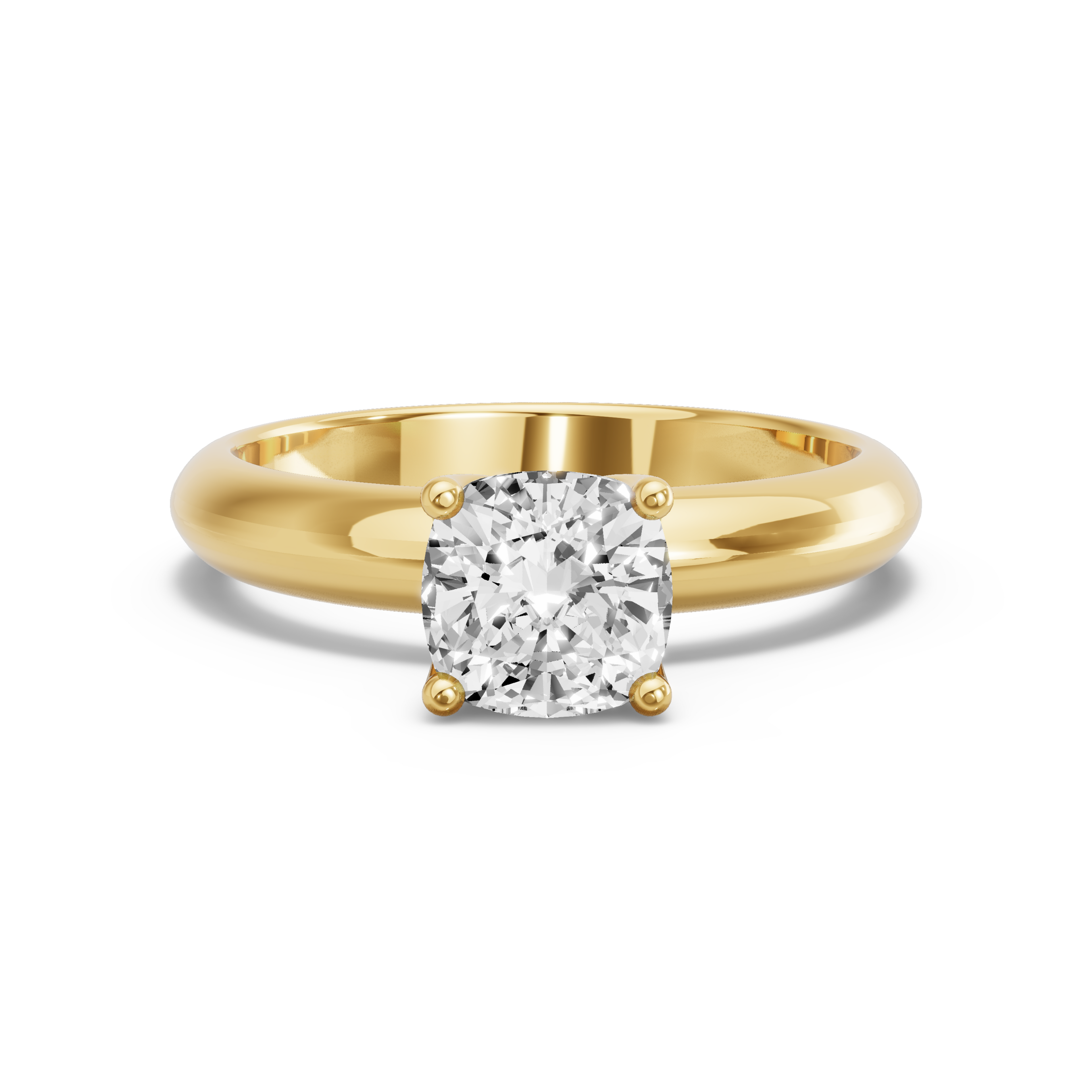 Image for Square Cushion Tulip Basket Ring with Knife Edge Solitaire band in 14K Yellow Gold