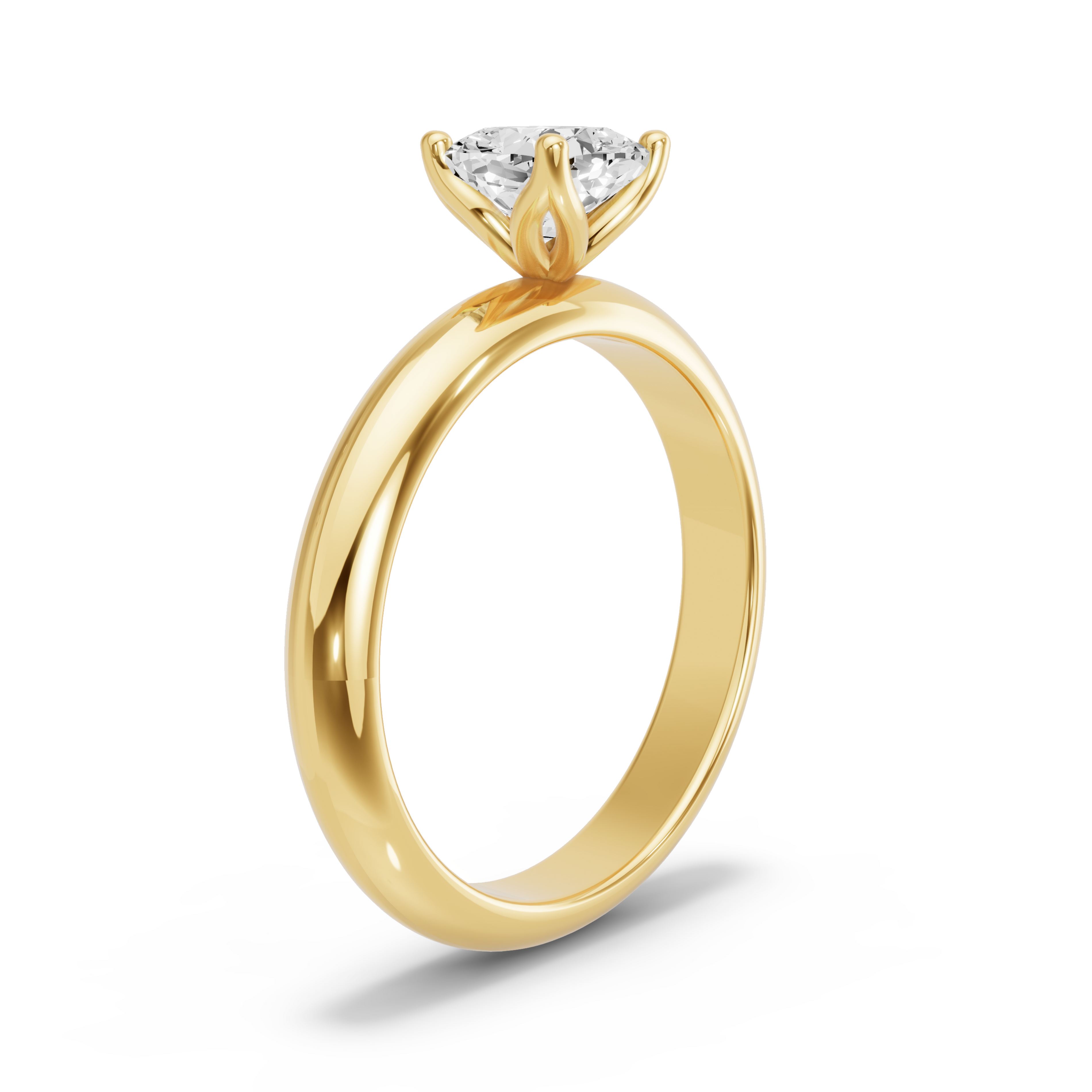 Image for Square Cushion Tulip Basket Ring with Knife Edge Solitaire band in 18K Yellow Gold