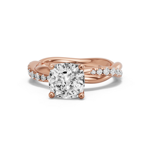 Image for Square Cushion Tulip Basket Ring with Rope Pave band