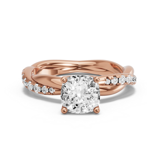 Image for Cushion Tulip Basket Ring with Rope Pave band