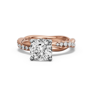 Image for Square Cushion Tulip Basket Ring with Rope Pave band