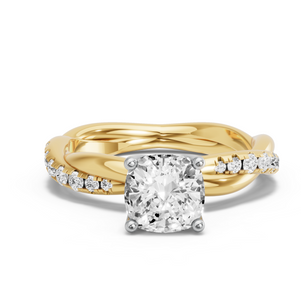 Image for Square Cushion Tulip Basket Ring with Rope Pave band