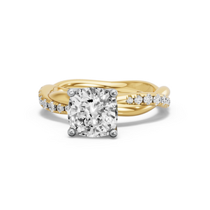 Image for Square Cushion Tulip Basket Ring with Rope Pave band