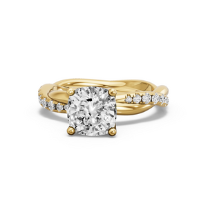 Image for Square Cushion Tulip Basket Ring with Rope Pave band