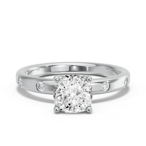 Image for Cushion Tulip Basket Ring with Sleek Accent band
