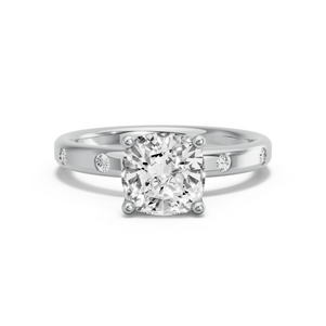 Image for Square Cushion Tulip Basket Ring with Sleek Accent band