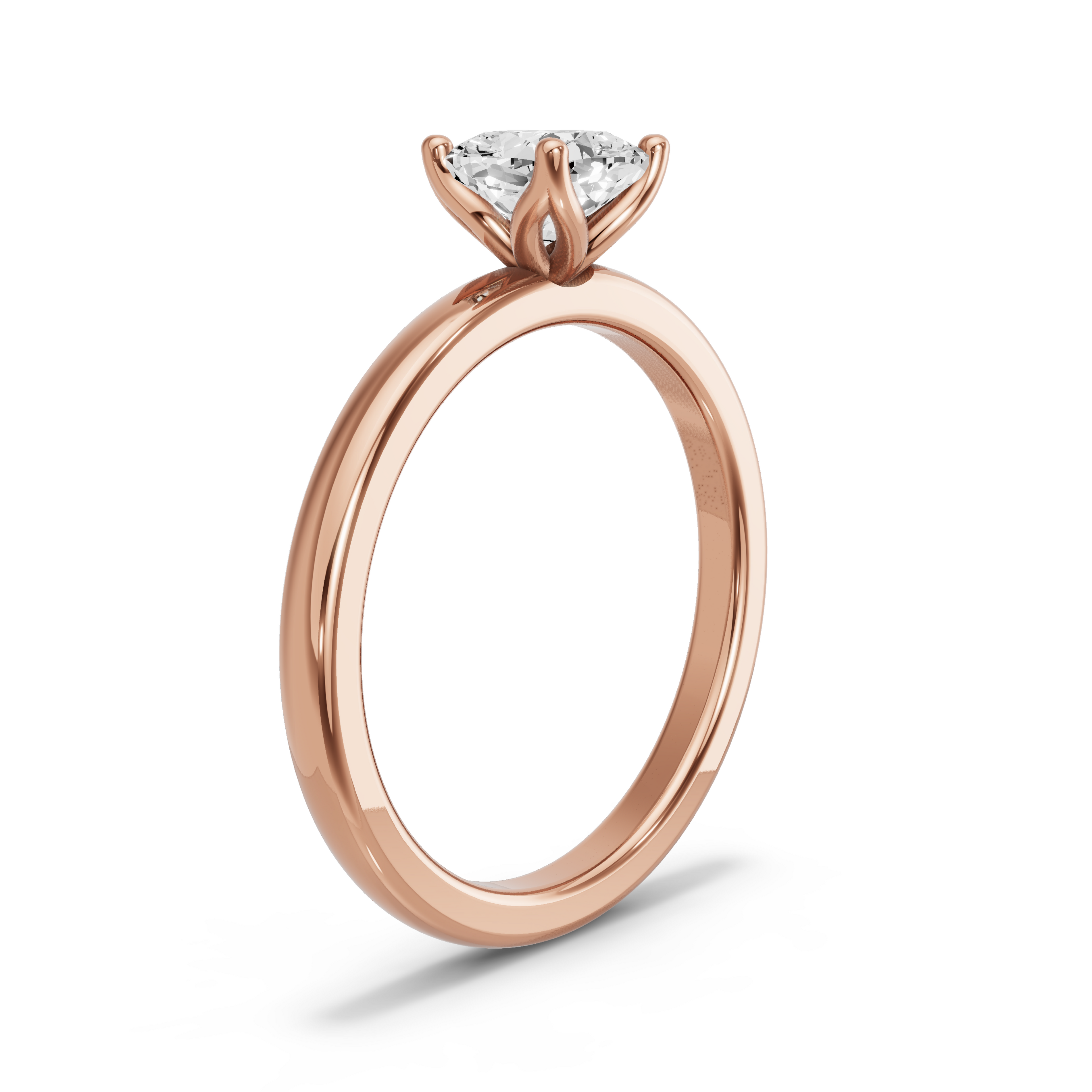 Image for Square Cushion Tulip Basket Ring with Solitaire band in 10K Rose Gold