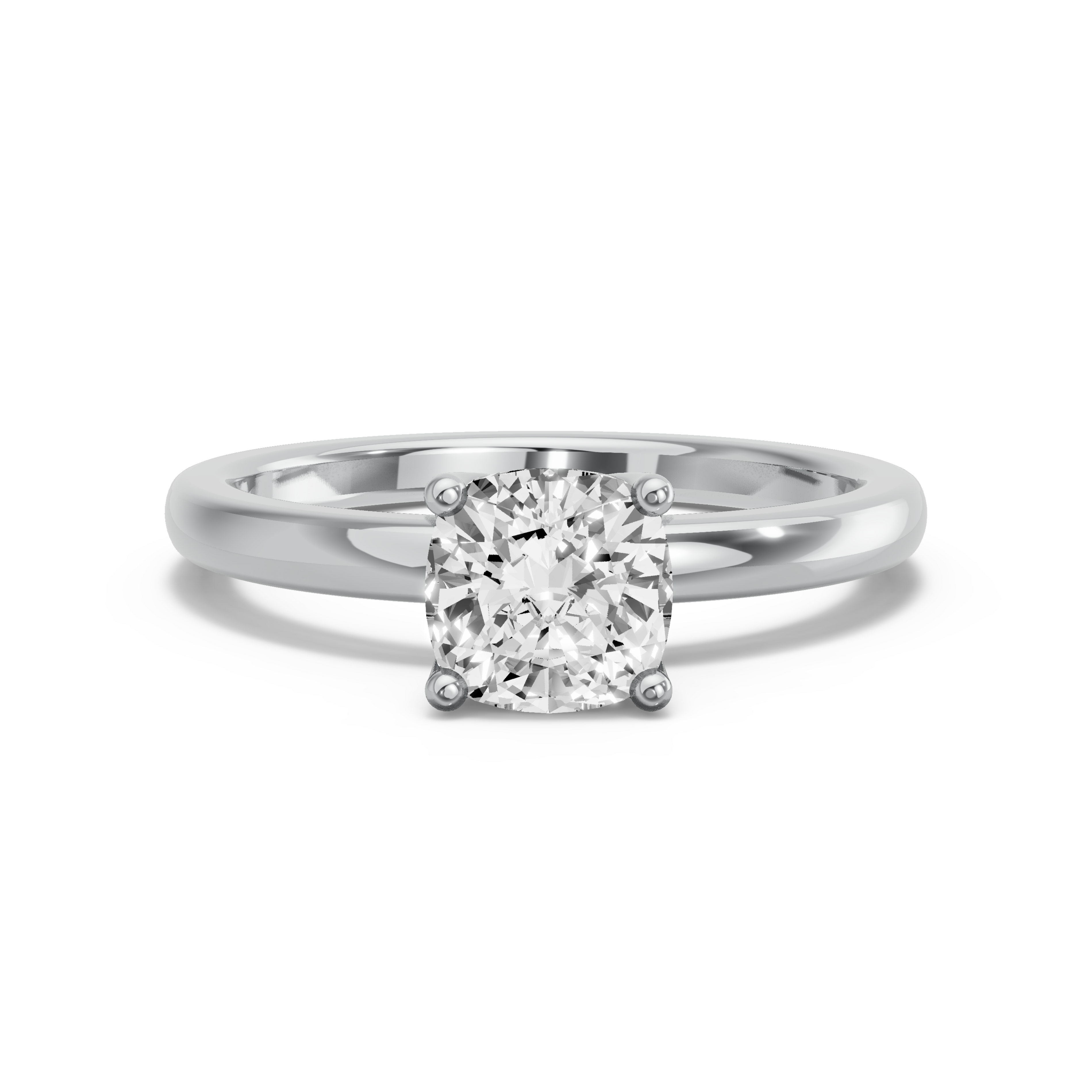 Image for Square Cushion Tulip Basket Ring with Solitaire band in 18K White Gold