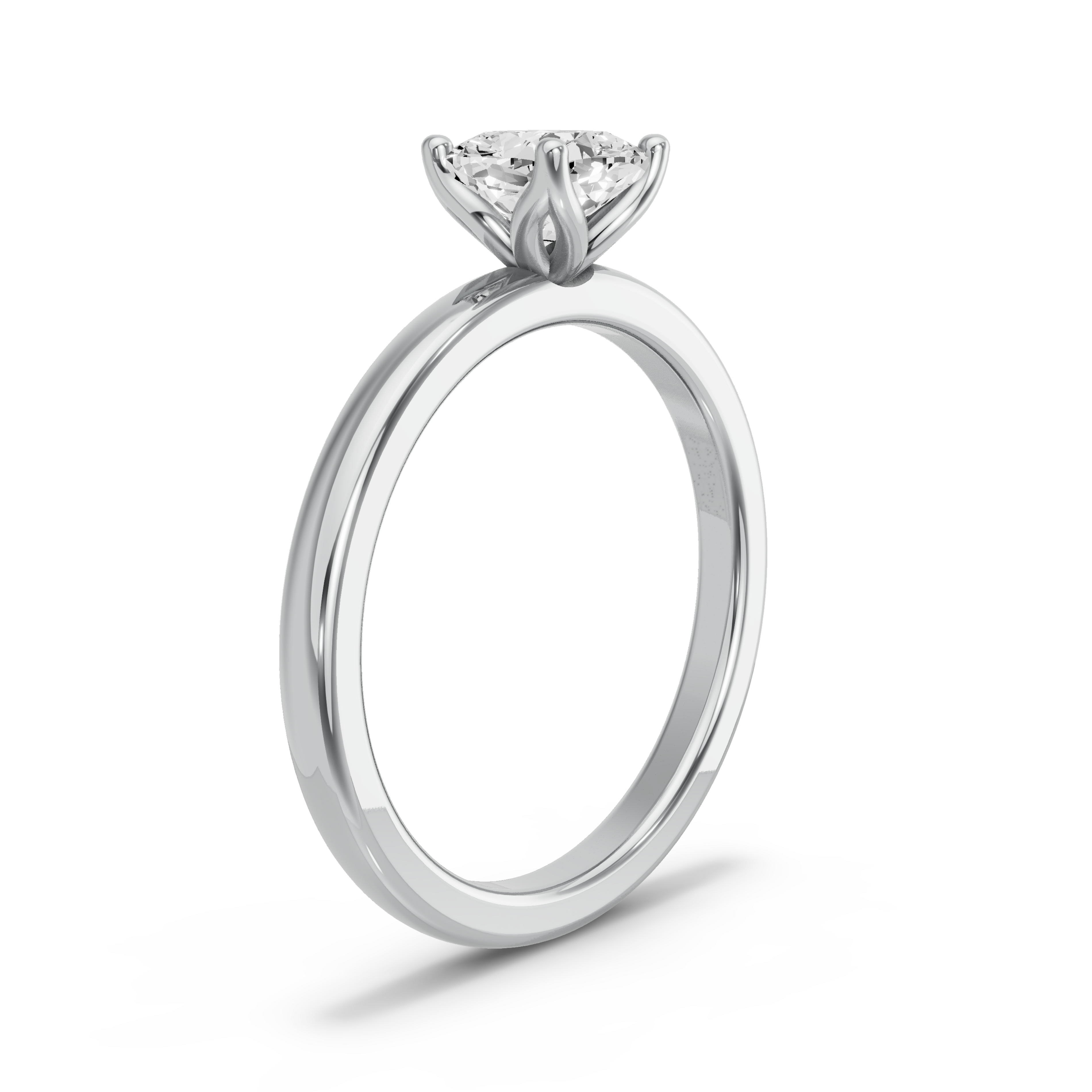 Image for Square Cushion Tulip Basket Ring with Solitaire band in 14K White Gold