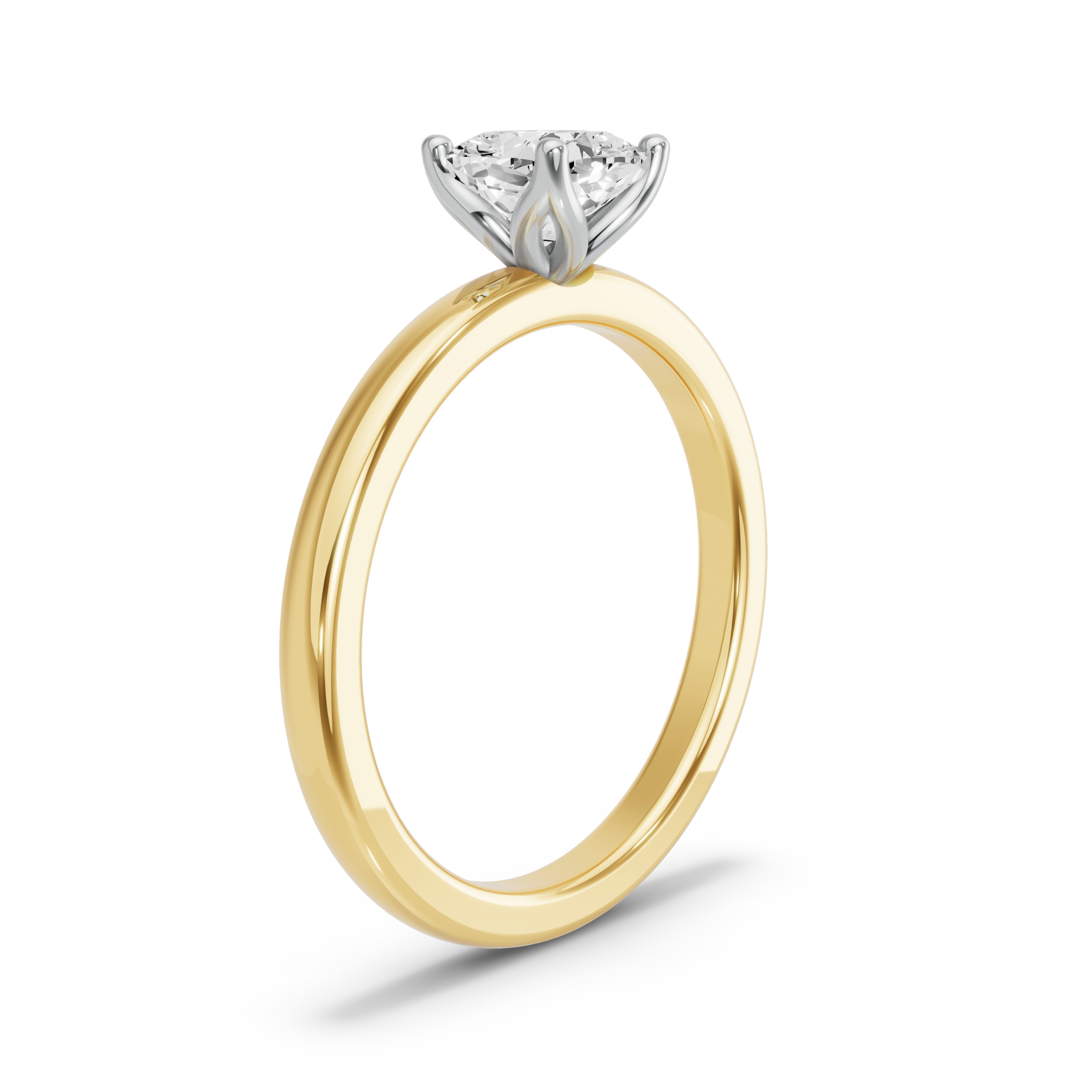 Image for Square Cushion Tulip Basket Ring with Solitaire band in 10K Two Tone Yellow Gold
