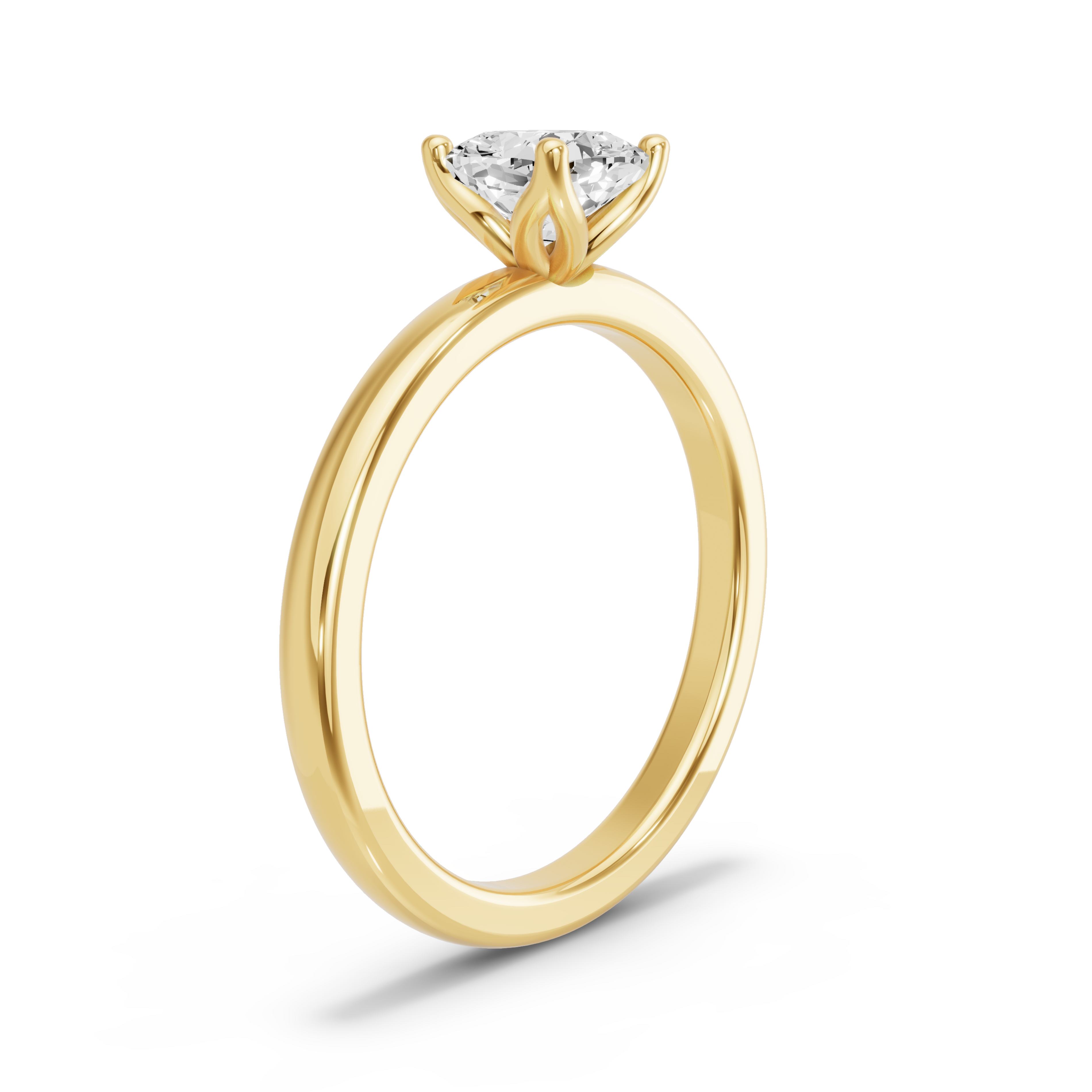 Image for Square Cushion Tulip Basket Ring with Solitaire band in 14K Yellow Gold