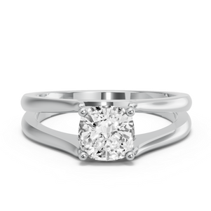 Image for Square Cushion Tulip Basket Ring with Split Ring Solitaire band