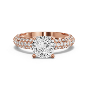 Image for Cushion Tulip Basket Ring with Triple Row Pave band