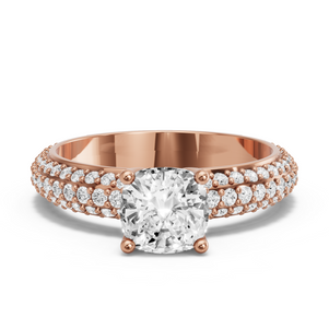 Image for Square Cushion Tulip Basket Ring with Triple Row Pave band