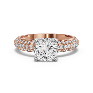 Image for Cushion Tulip Basket Ring with Triple Row Pave band