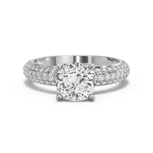 Image for Cushion Tulip Basket Ring with Triple Row Pave band