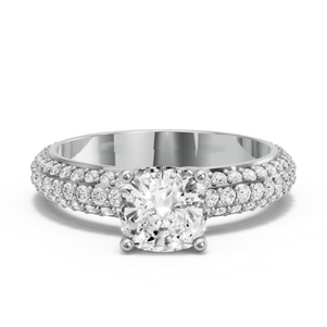 Image for Square Cushion Tulip Basket Ring with Triple Row Pave band