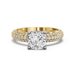 Image for Cushion Tulip Basket Ring with Triple Row Pave band