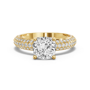 Image for Square Cushion Tulip Basket Ring with Triple Row Pave band
