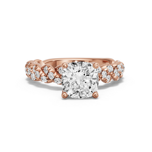Image for Cushion Tulip Basket Ring with Twist Pave band