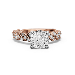 Image for Square Cushion Tulip Basket Ring with Twist Pave band