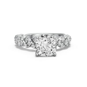 Image for Cushion Tulip Basket Ring with Twist Pave band