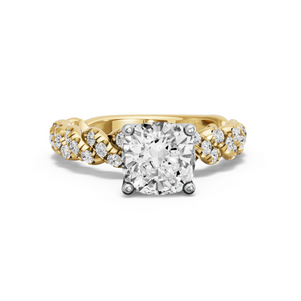 Image for Cushion Tulip Basket Ring with Twist Pave band