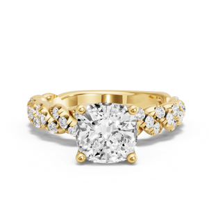 Image for Cushion Tulip Basket Ring with Twist Pave band