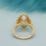 Yellow gold vintage marquise engagement ring close-up