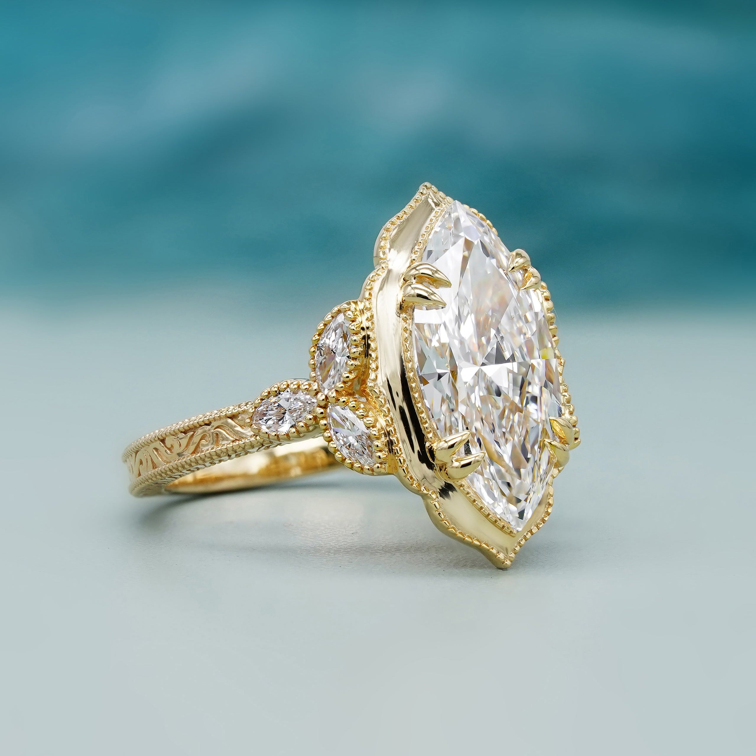 IGI certified marquise diamond engagement ring