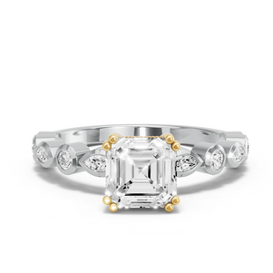 Image for Asscher Vintage Basket Ring with Alternating Marquise band