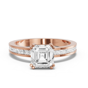 Image for Asscher Vintage Basket Ring with Channel band
