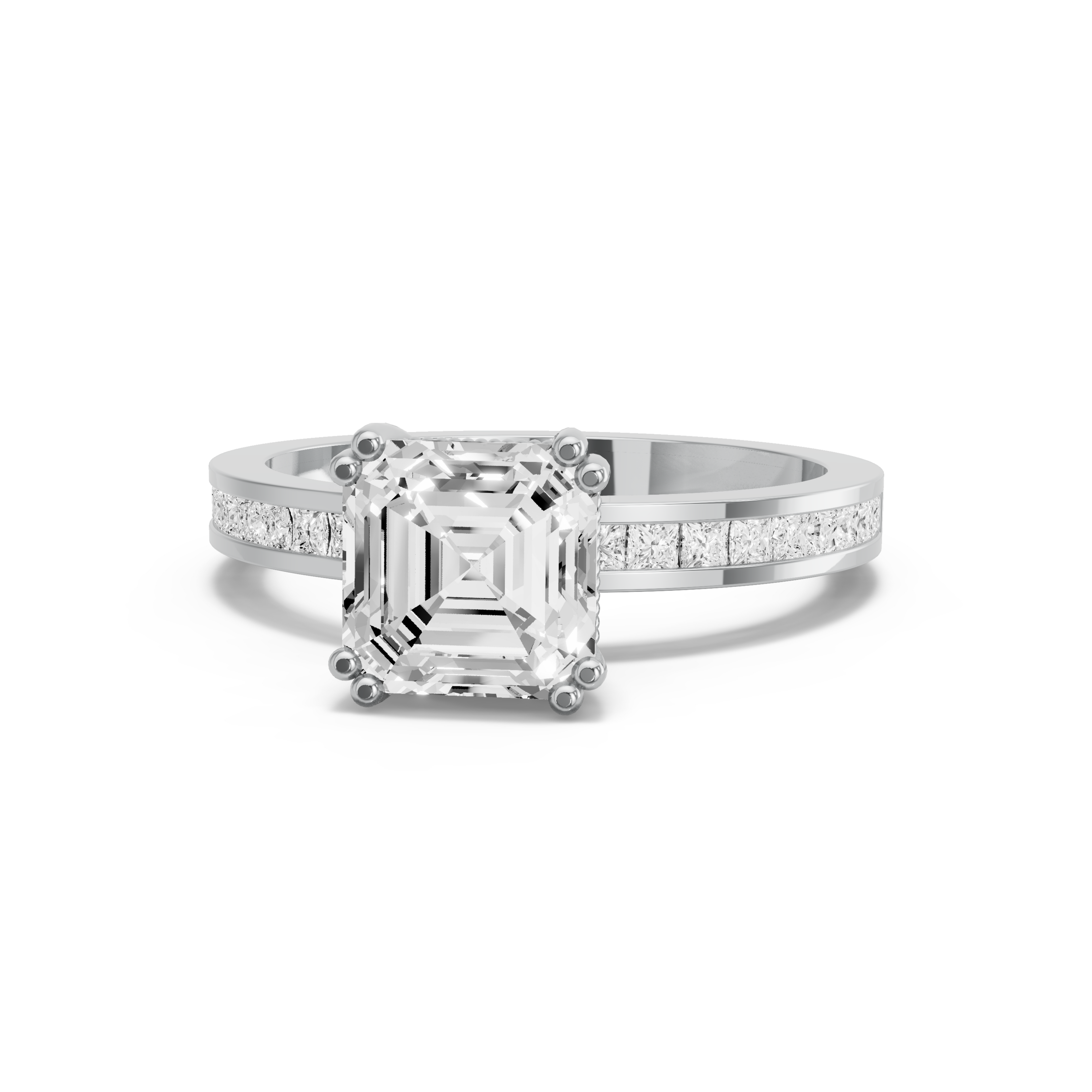 Image for Asscher Vintage Basket Ring with Channel band in 18K Two Tone Rose Gold
