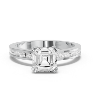 Image for Asscher Vintage Basket Ring with Channel band