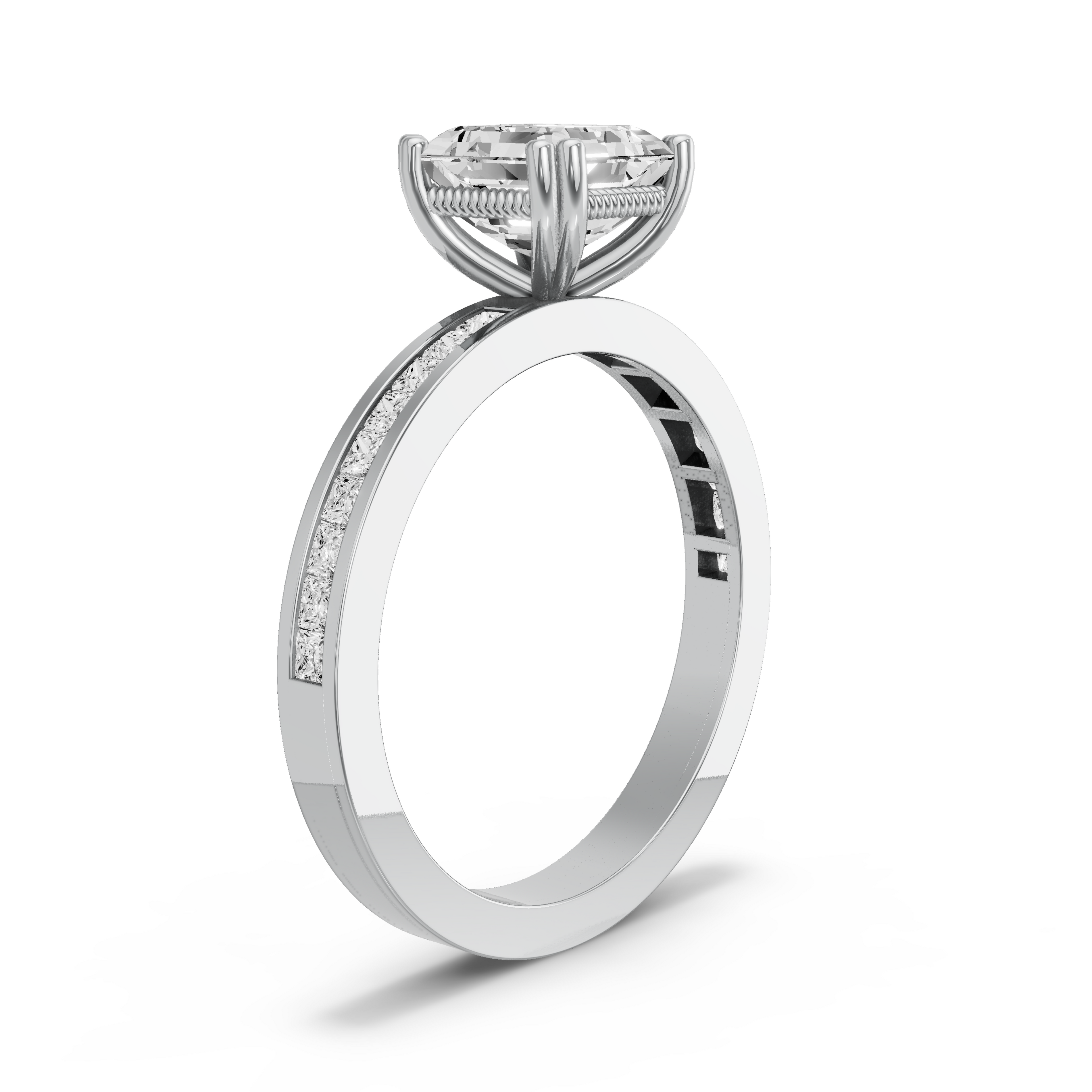 Image for Asscher Vintage Basket Ring with Channel band in 18K Two Tone Rose Gold