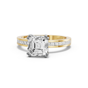 Image for Asscher Vintage Basket Ring with Channel band