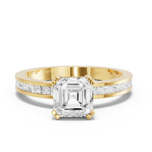 Image for Asscher Vintage Basket Ring with Channel band